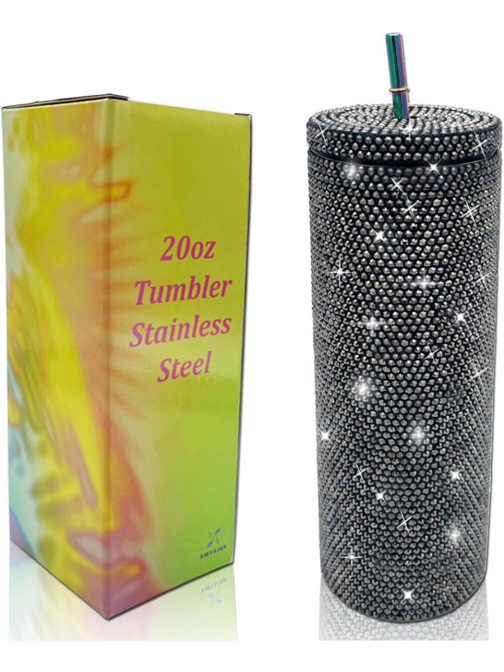 20oz Bling Diamond Tumbler - Studded Stainless Steel Insulated Cup with Lid
